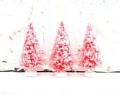 red bottle brush trees . snow-kissed holly . three glittered 3 1/2 inch bottlebrush christmas trees. READY TO SHIP - katesCottageShop red bottle brush trees . snow-kissed holly . three glittered 3 1/2 inch bottlebrush christmas trees. READY TO SHIP - katesCottageShop