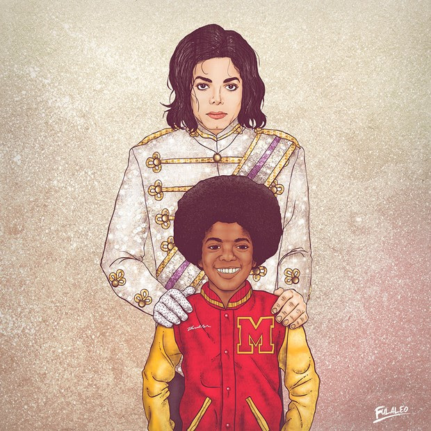 Michael Jackson criança aparece junto de sua versão adulta em ilustração do colombiano Fulvio Obregon (Foto: Behance/Fulaleo) Michael Jackson criança aparece junto de sua versão adulta em ilustração do colombiano Fulvio Obregon (Foto: Behance/Fulaleo)