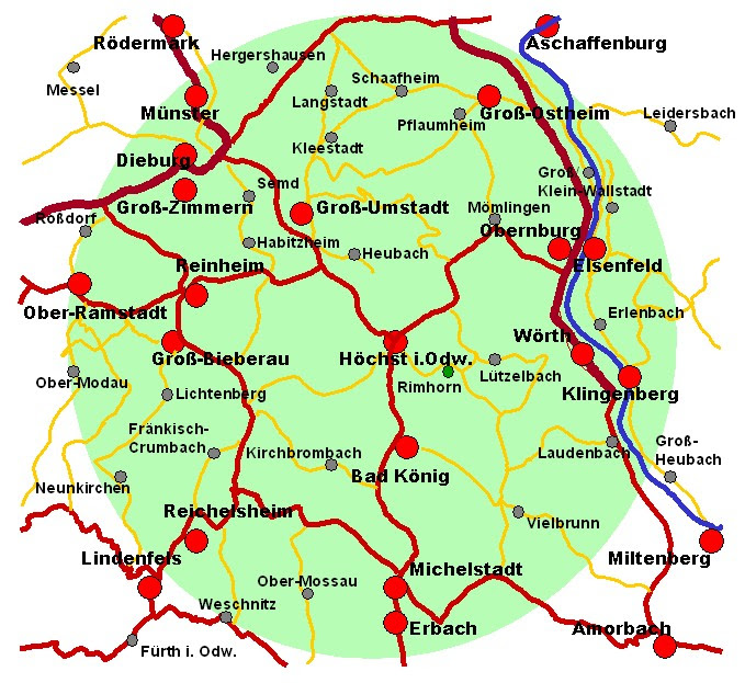 Karte Odenwald