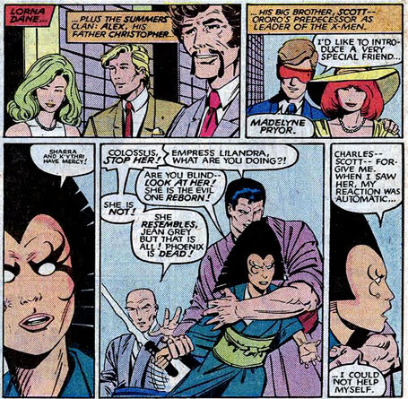 'Geez, Lilandra, you didn't have to shoot her in the FACE!'
