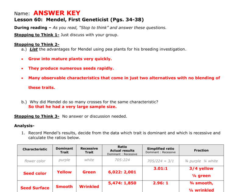 Section 1 Applied Genetics Answer Key