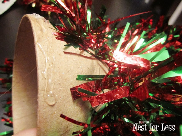 glue tinsel garland cone