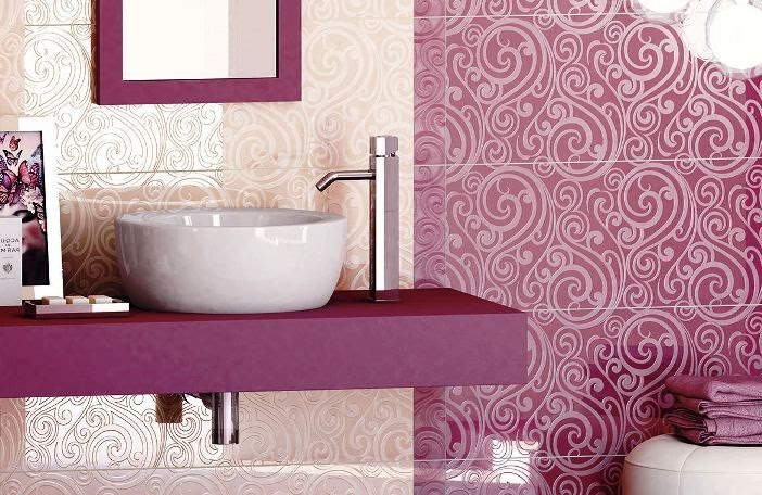 40 Motif Keramik Kamar Mandi Warna Pink Percantik Ruangan