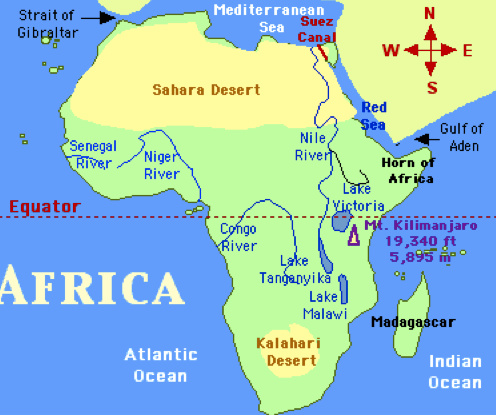 Map Of Africa Showing The Sahara Desert  Tour Map