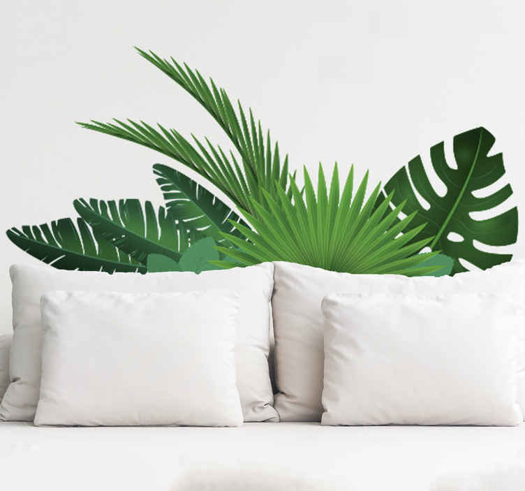 Tropical Leaves Wall Sticker TenStickers Tropical Leaves Wall Sticker TenStickers