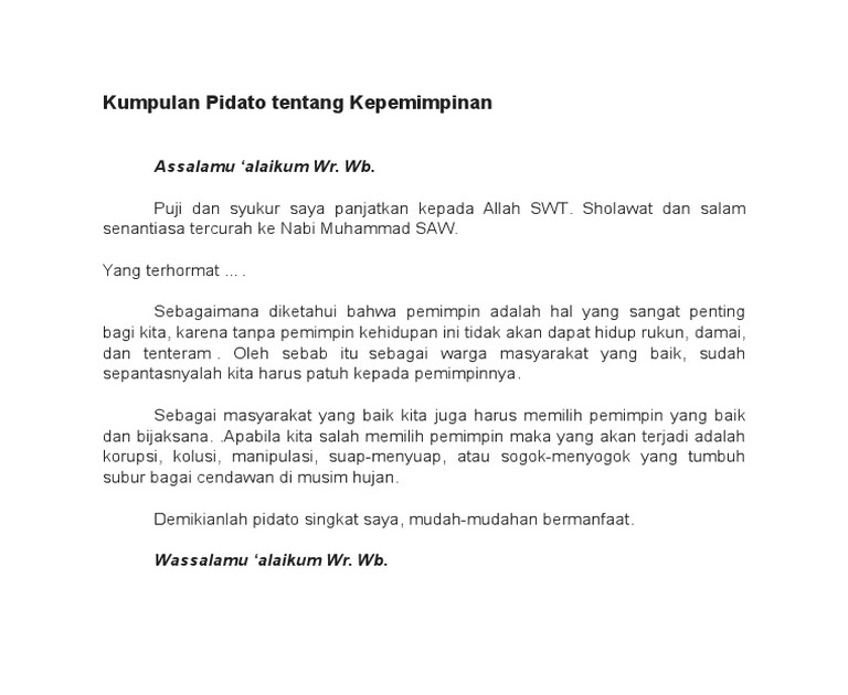 Teks Pidato Paling Pendek Kumpulan Referensi Teks Pidato