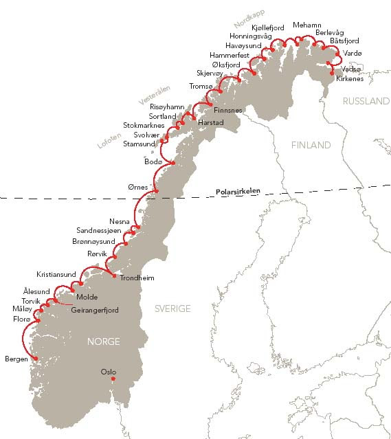 Hurtigruten Route Karte | Karte