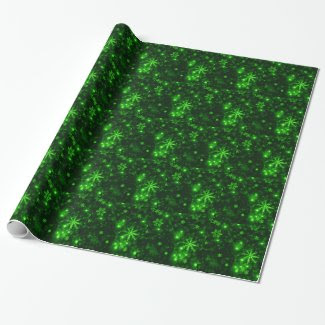 Snowflakes and Green Background Wrap Paper Wrapping Paper