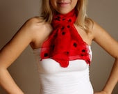 Summer silk scarf '' Red poppies'' with felted wool flowers /hmet/eco friendly/rusteam/etsy lush - handmadeineurope