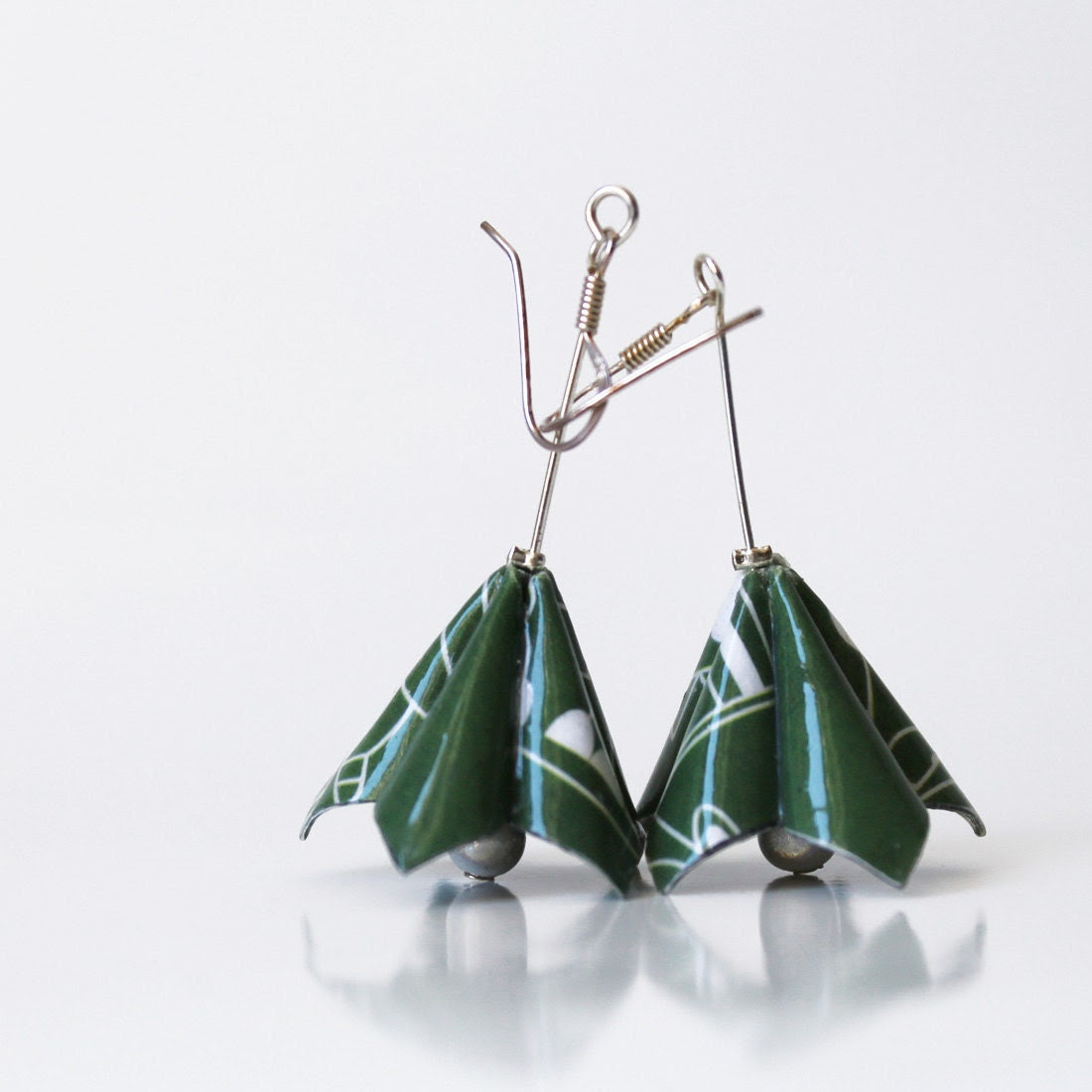 Origami earrings - Forest green Lotus - Relydesign