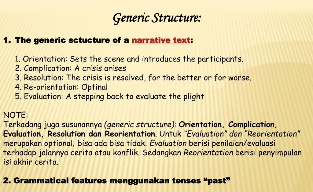 Generic Structure Narrative Text Lutung Kasarung