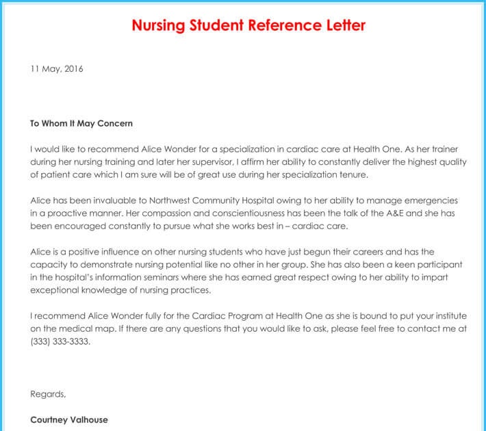 Recommendation Letter For Nursing Graduate School Sample | The Document