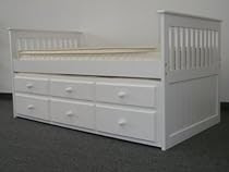 Big Sale Bedz King Captains Twin Bed with Twin Trundle and 3 Drawers in White