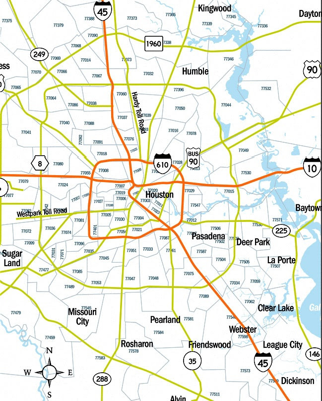 Houston Zip Code Map - Blank Map