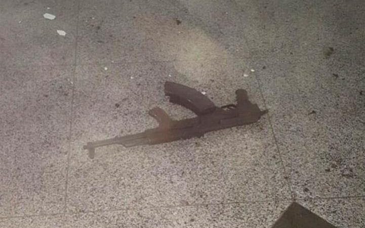 A weapon is seen on the floor at Ataturk airport after suicide bombers opened fire before blowing themselves up at the entrance