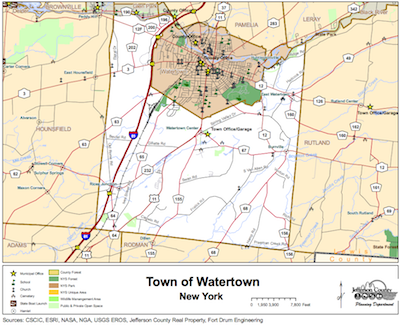 Map Of Watertown New York | Tourist Map Of English