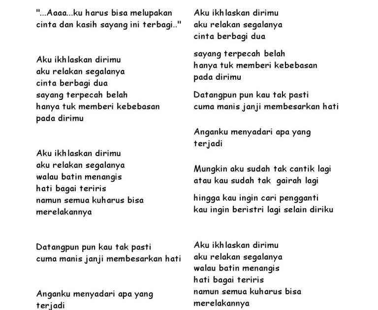 Lirik Lagu Sayang Ku Maafkan Lah Diriku Facebook Lagu ini merupakan