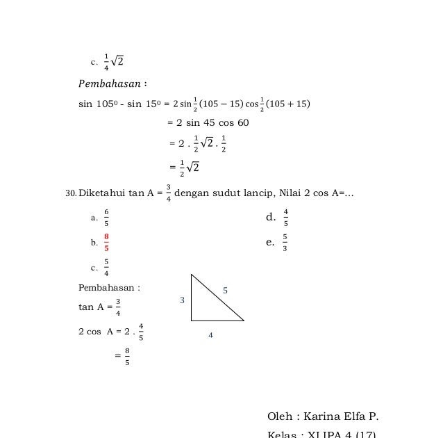 Contoh Soal Limit Pilihan Ganda