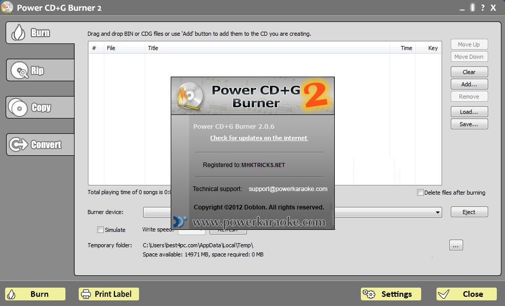 Power cd+g burner 2 unlock code