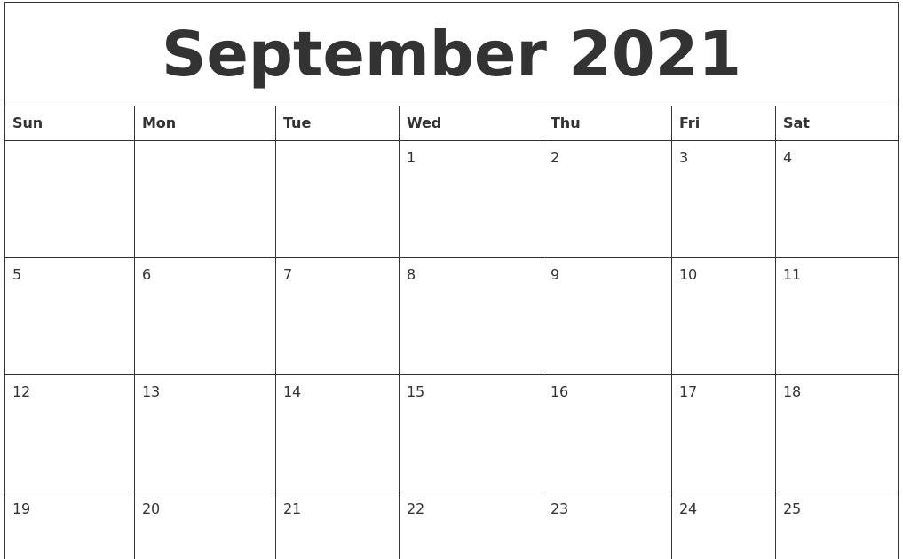 September Calendar 2021 Template | 2021 Calendar