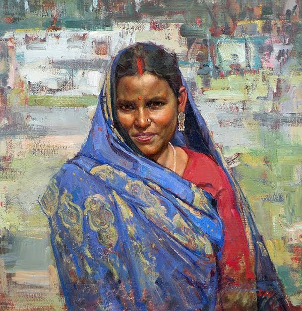 Mokama Woman In Blue Sari