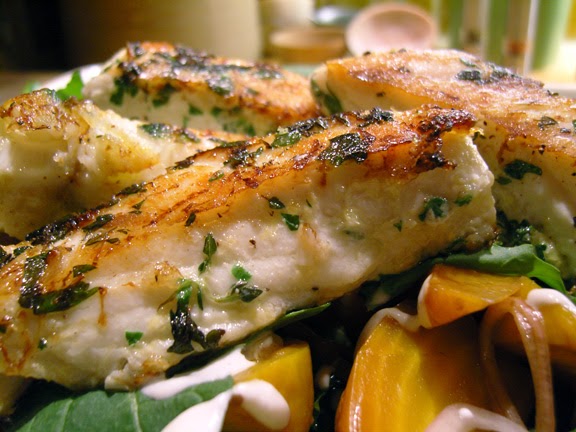 add an egg: A THURSDAY'S SUNDAY SUPPER OF SAUTEED HALIBUT WITH ARUGULA ...