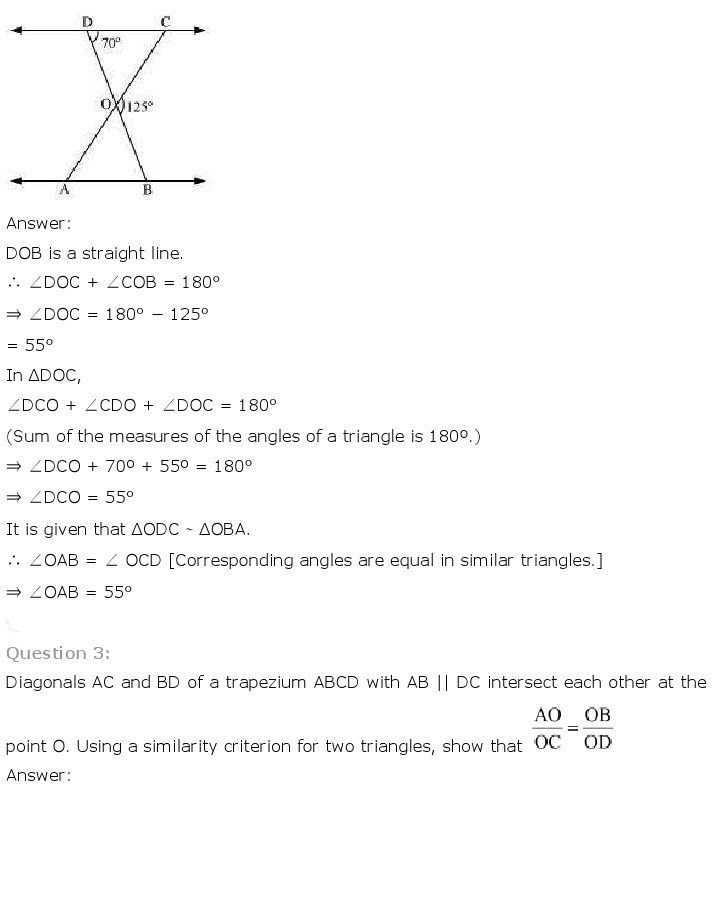 NCERT Solutions for Class 10th Maths Chapter 6 - Triangles