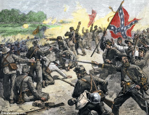 Interest: Painting of the Confederate Louisiana Brigade throwing stones at advancing Federal Army of the Potomac at the second Battle of Bull Run 1862