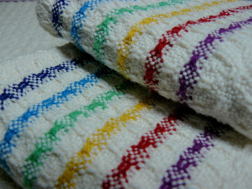 Handwoven Huck Rainbow Stripes Towels