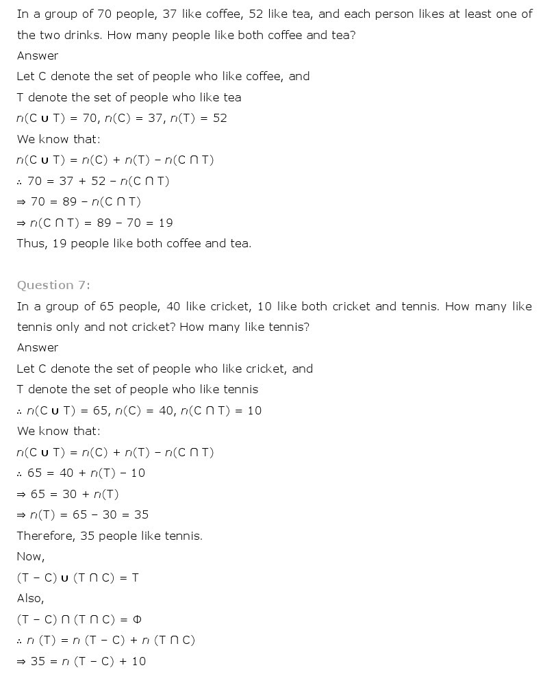 NCERT Solutions for Class 11th Maths Chapter 1 - Sets