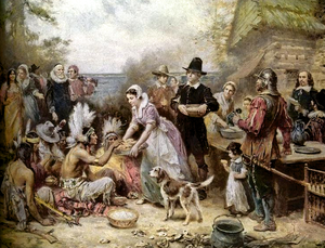 The First Thanksgiving, painting by Jean Louis...