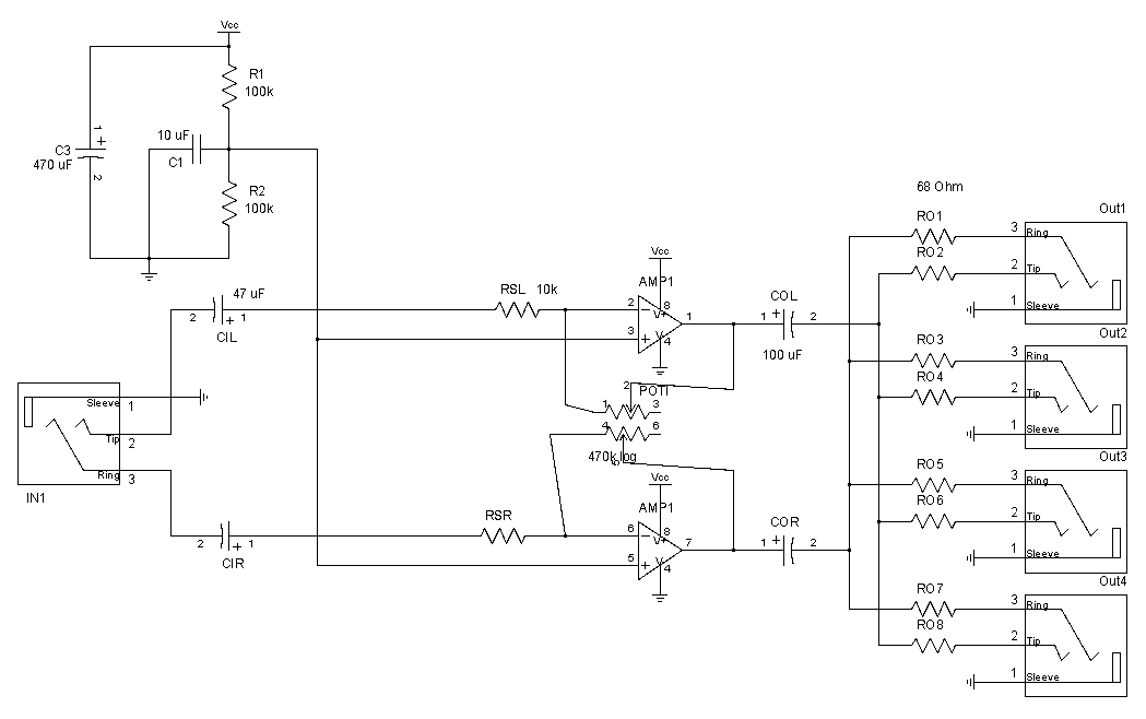 Active Audio Splitter Circuit