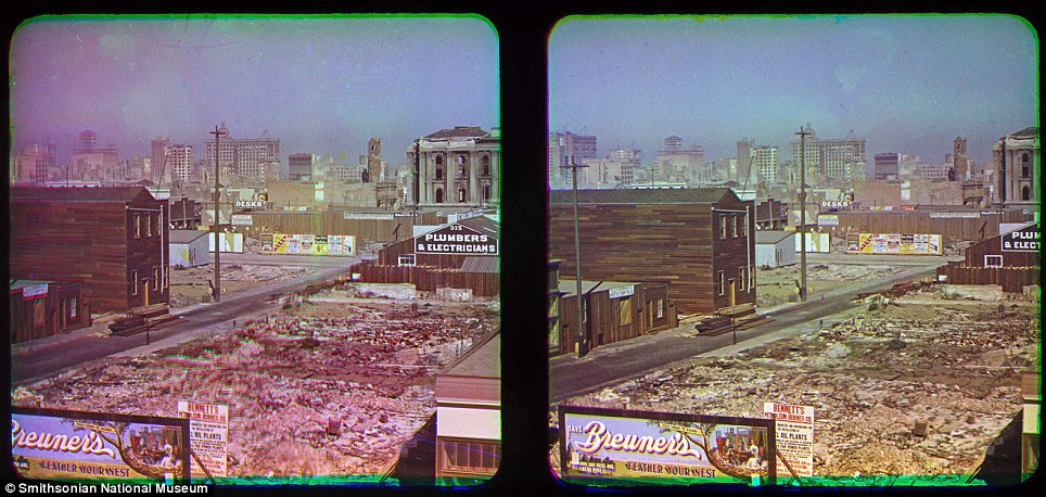 Thought to be the first colour photos from the devastating earthquake were taken by pioneer photographer Frederick Eugene Ives
