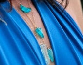 14k Gold Blue Sea Glass Necklace with Two Tiers - freeravin 14k Gold Blue Sea Glass Necklace with Two Tiers - freeravin
