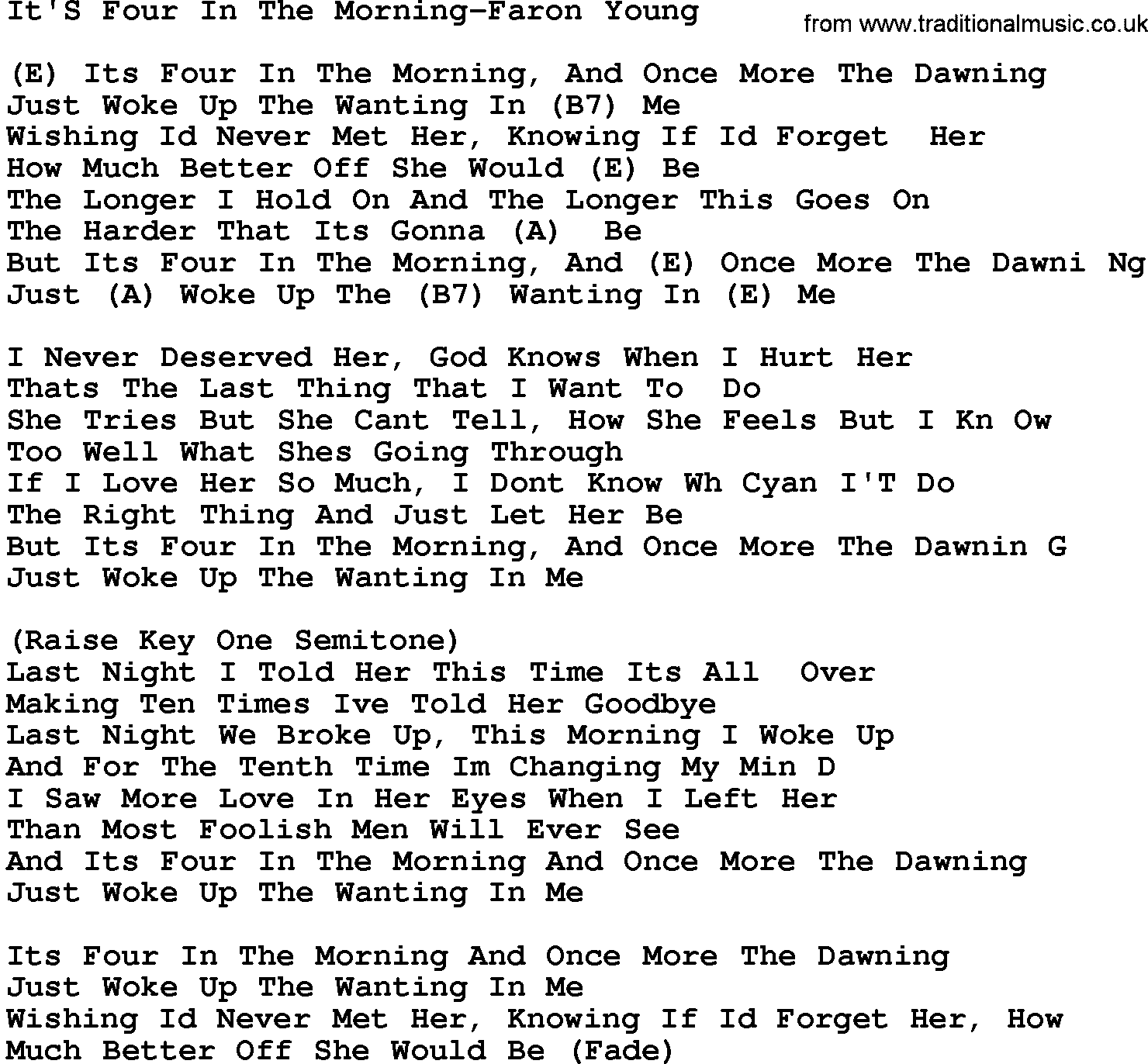 4 Four Chord Song Lyrics - Chord Walls