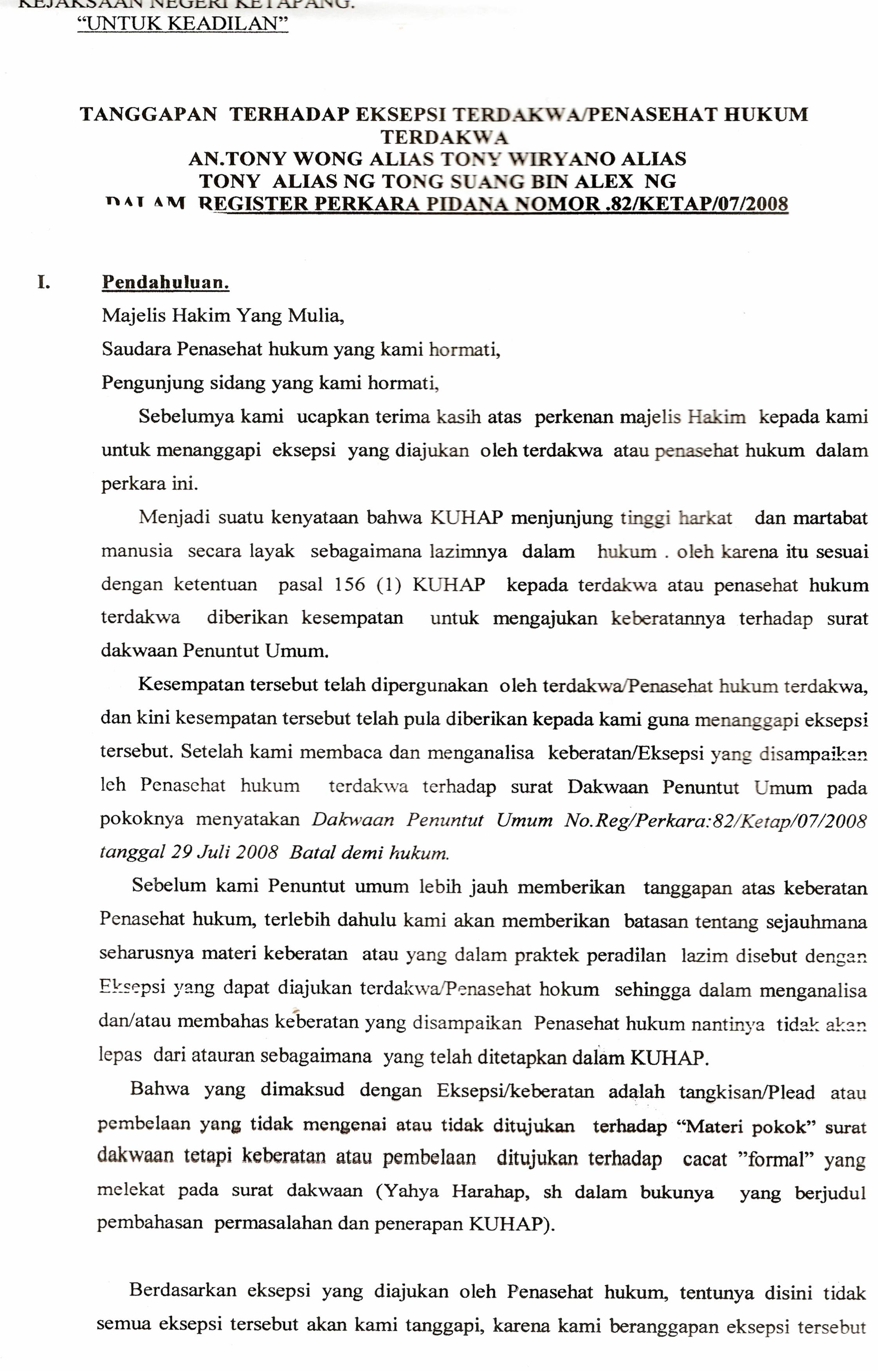 Syarat Surat Dakwaan Batal Demi Hukum