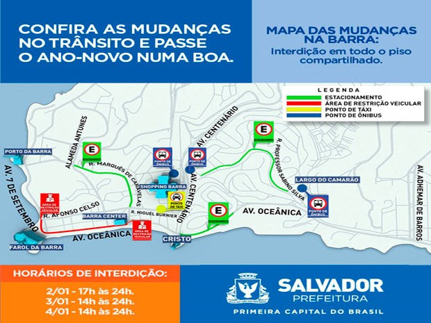 Mapa do Réveillon na Barra (Foto: Divulgação/Prefeitura de Salvador)