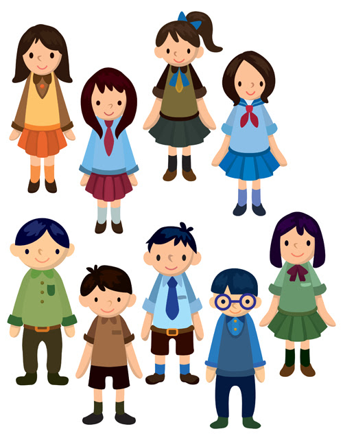 Different Cartoon school child image vector 05 Vector Different Cartoon school child image vector 05 Vector