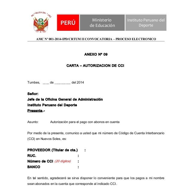 Carta De Amonestacion Carta De Autorizacion Cci Banco De La Nacion