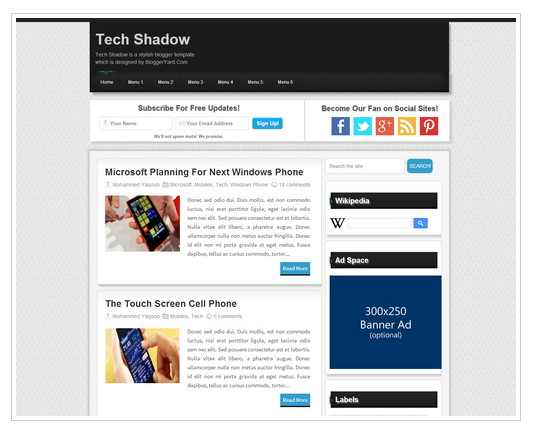Tech Shadow Blogger Teması İndir