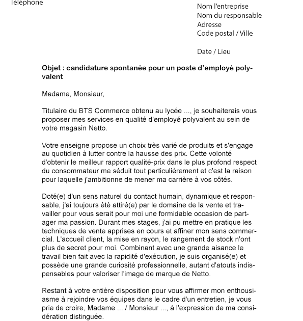 Lettre De Motivation Responsable De Secteur Grande Distribution  Soalan l