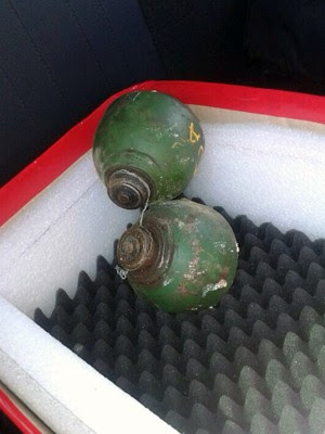 Parecer técnico ainda indicará se granadas contêm material explosito em Natal, RN (Foto: Divulgação Bope)