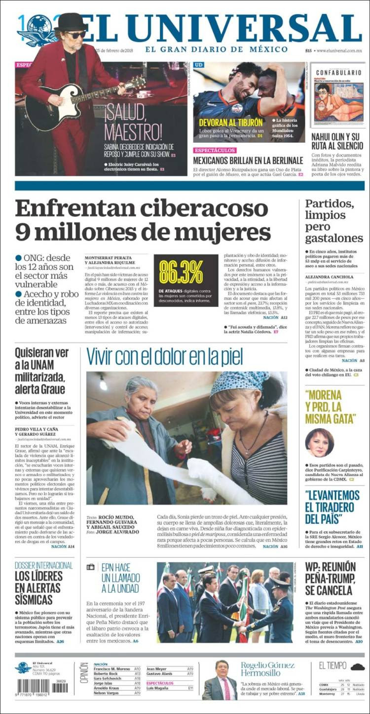 Portada de El Universal (México)
