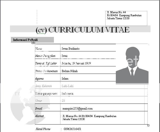 Curriculum Vitae: Curriculum Vitae Template Bahasa Indonesia