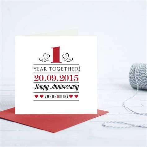 personalised 1st year anniversary card by quirky gift personalised 1st year anniversary card by quirky gift
