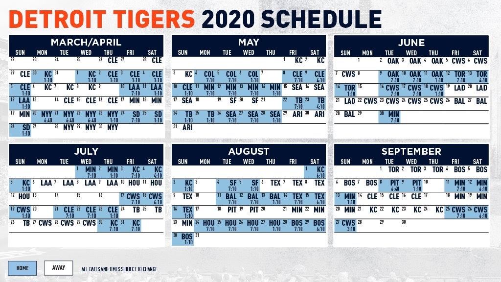 Winter Sunday Detroit Tigers Schedule / Printable 2017 Detroit Tigers