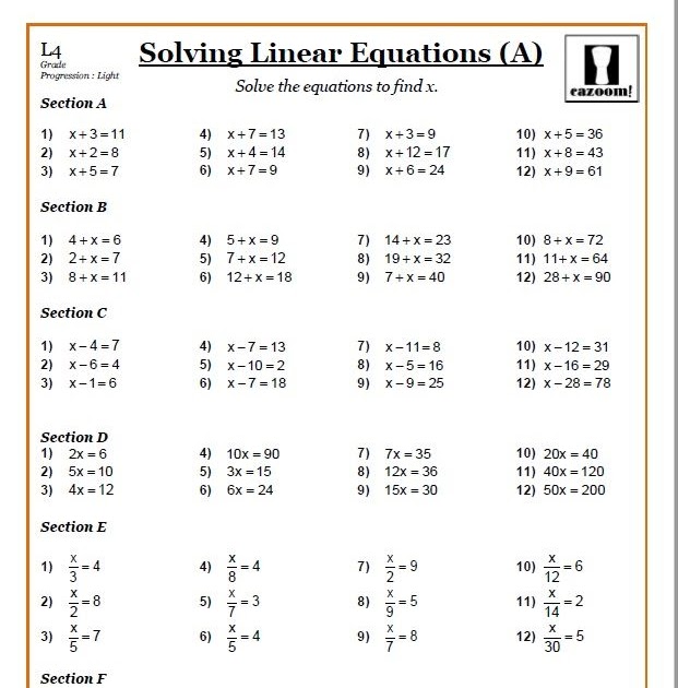 Lucy's Linear Equations And Inequalities Answer Key in 5+ Pages PPT