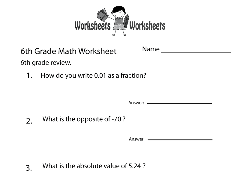 6th Grade Math Review Worksheet Free Printable Educational
