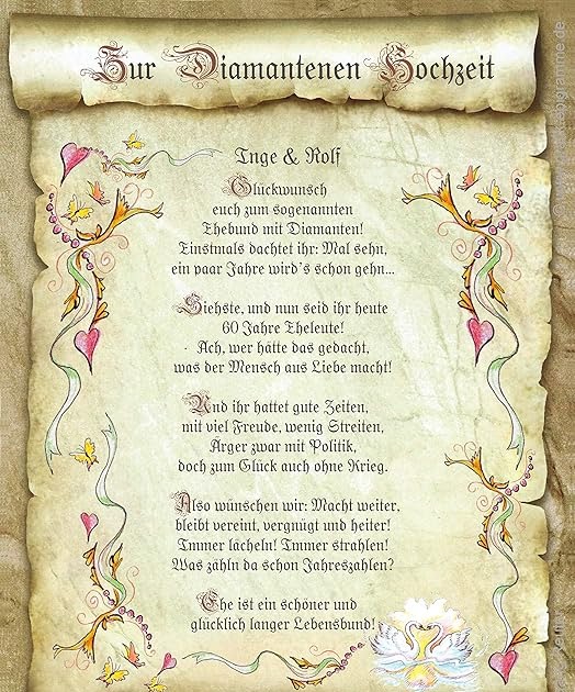 Glueckwunsch Spruch Diamantene Hochzeit schöne hochzeitswünsche bilder