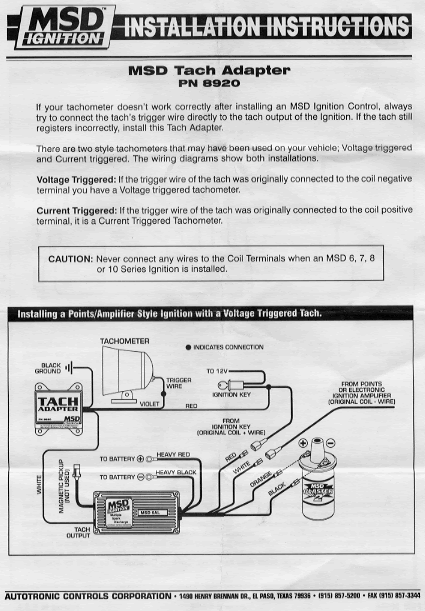 Msd Tach Wiring Diagram